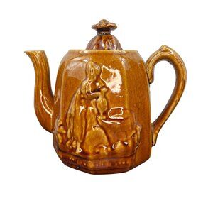 Bennington Rockingham REBEKAH AT THE WELL Glazed Stoneware Teapot Pottery
